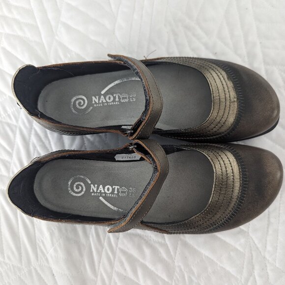 Naot Kieri Gray Marble Suede/Foggy Gray Leather/Mirror Leather Mary Jane style - Picture 2 of 5